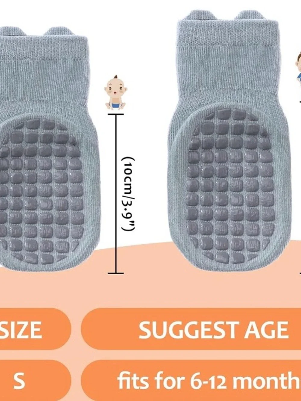 Unisex Baby Size S Grippy Socks - 10 Pack